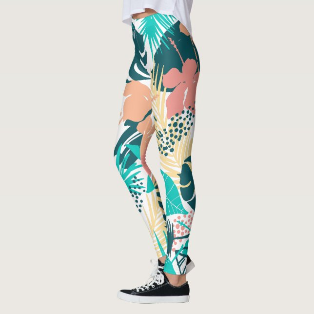 Legging Folhas tropicais coloridas (Esquerda)