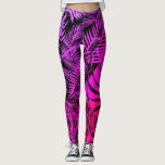 Legging Folhas tropicais cor-de-rosa-púrpura<br><div class="desc">Seja uma moda nestas leggings gráficas super incríveis de uma palmeira tropical turquesa, púrpura e rosa, cor-de-rosa, sobre um fundo preto. Trabalhe, execute tarefas, ou apenas saia nessas pernas super incríveis que certamente farão uma declaração de moda onde quer que você vá. Adicione um topo preto sólido para o máximo...</div>