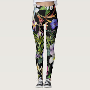 Legging Folhas tropicais de aquarela: padrão sem costura