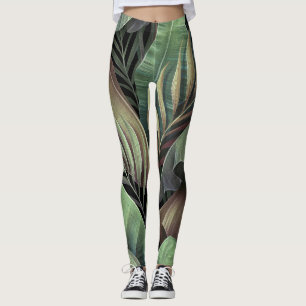 Legging Folhas tropicais de palma, ilustração tridimension