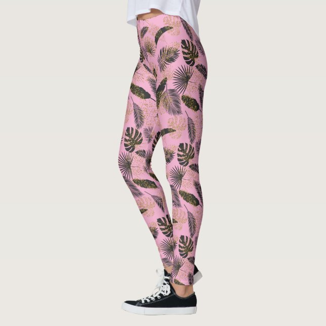 Legging Folhas Tropicais de Palma Rosa (Esquerda)