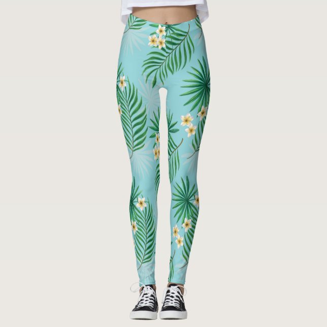 Legging Folhas tropicais e flores (Frente)