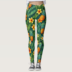 Legging Folhas tropicais e padrão de abacaxi