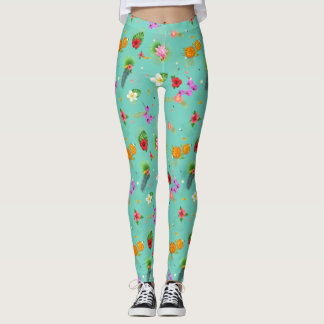 Legging Folhas tropicais em Turquesa