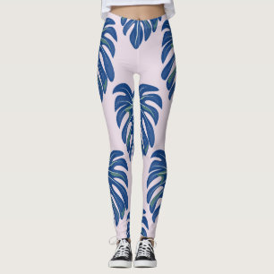 Legging Folhas Tropicais Fashionáveis Padrão Sem Costura