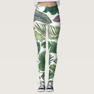 Legging Folhas tropicais: fundo sem costura de aquarela