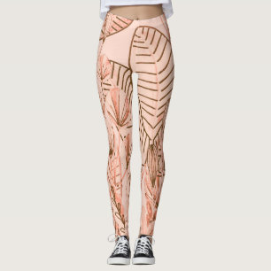 Legging Folhas Tropicais: Padrão Criativo Desenhado À Mão.