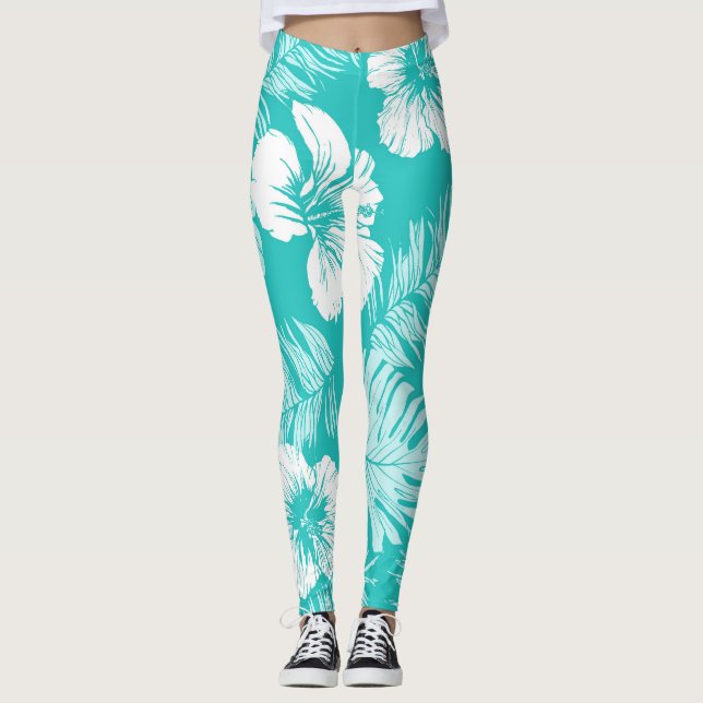 Legging Folhas Tropicais: Padrão De Plantas Vintage (Frente)