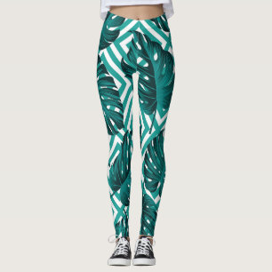 Legging Folhas Tropicais: Padrão Invisível Floral.