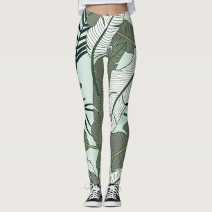 Legging Folhas Tropicais: Padrão Natural Invisível.