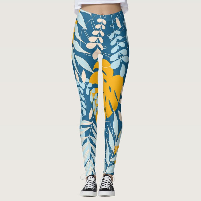 Legging Folhas Tropicais: Selva Abstrato (Frente)