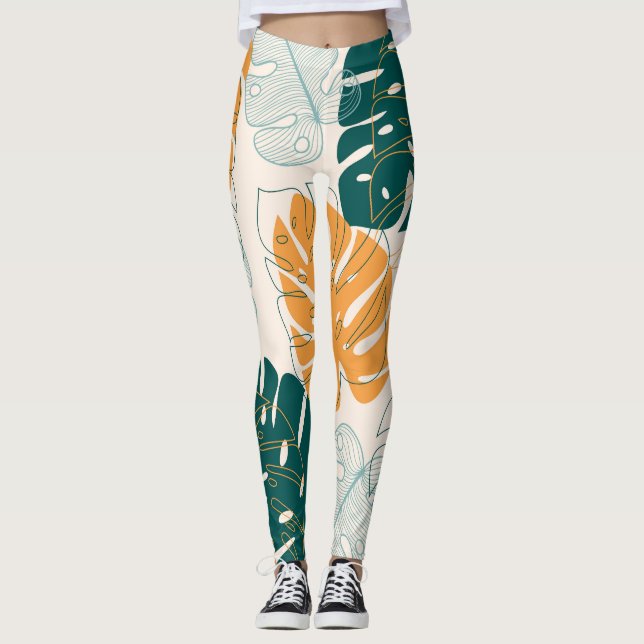 Legging Folhas Tropicais: Selva Selva Vintage (Frente)