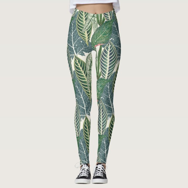 Legging Folhas tropicais verdes (Frente)