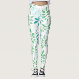 Legging Folhas verdes azuis