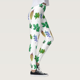 Legging Folhas verdes e azuis de aquarela