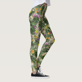 Legging Folhas Verdes e Leguminosas Florais