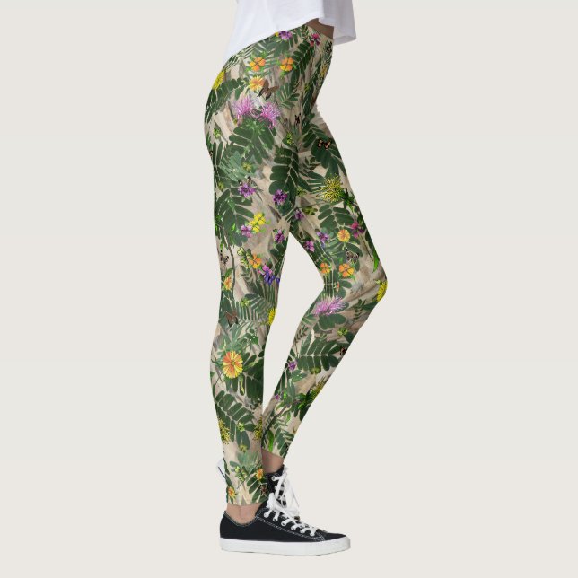 Legging Folhas Verdes e Leguminosas Florais