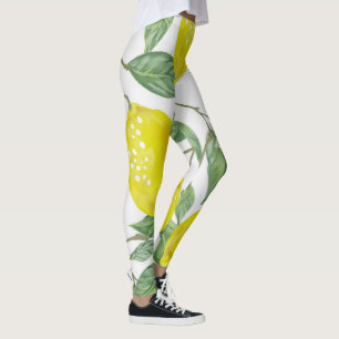 Legging Folhas Verdes Elegantes e Limões Amarelos  Legend