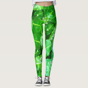Legging Folhas verdes Palm Folha Floresta tropical