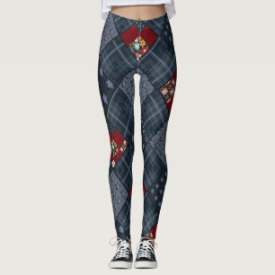 Legging Folheto de Denim, retalhos, têxteis, padrão azul