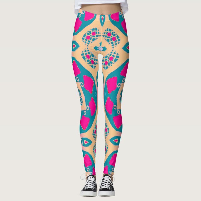 Legging Folheto tradicional, peruana, padrão de azulejos (Frente)