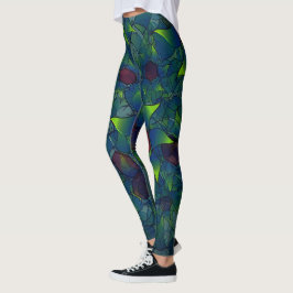 Legging Folheto virtual azulado com hexágono vermelho escu