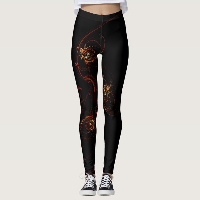 Legging Fora da Abstrato de Arte Escura (Frente)