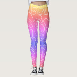 Legging forma abstrato geométrica de curva branca