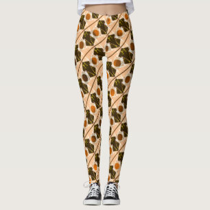 Legging Forma bege, listras, círculos ou hexágono laranja