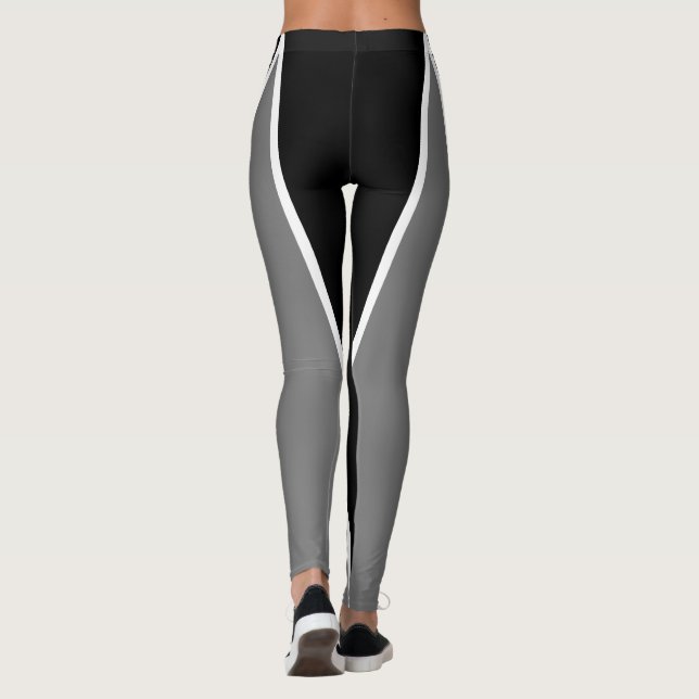 Legging Forma e curvas Tricolores, Preto, Cinza, Branco (Verso)