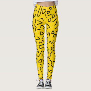 Legging Forma e rabisco Amarelo e Preto-anos 80
