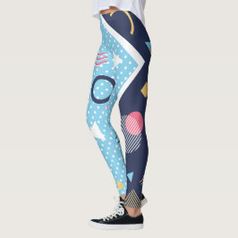 Legging Forma Geométrica Azul Claro Azul anos 80