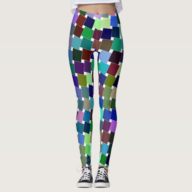 Legging formas abstrato com muitas cores (Frente)