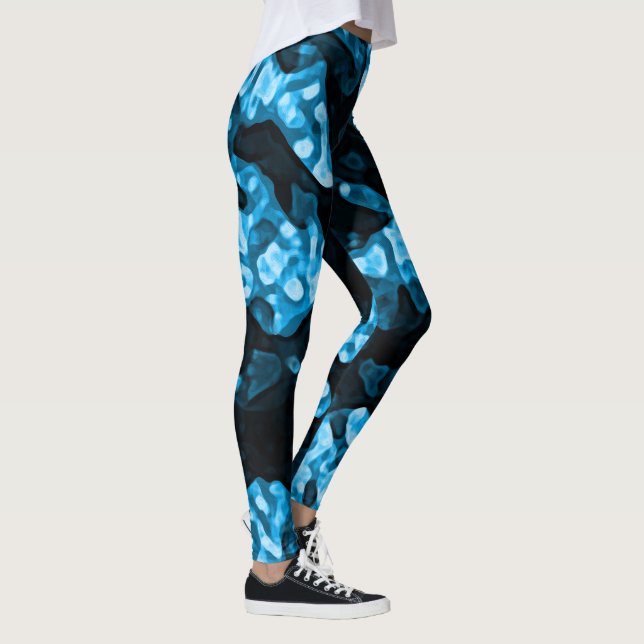 Legging Formas Abstrato de Tendência Azul Brilhante Dinâmi (Direita)