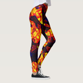 Legging Formas Abstrato Dinâmicas de Trendy Amarelo Vermel