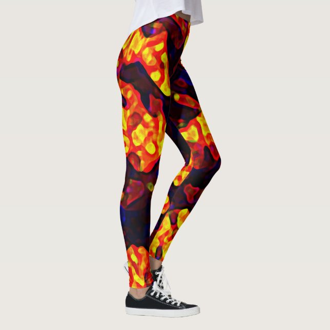 Legging Formas Abstrato Dinâmicas de Trendy Amarelo Vermel (Direita)