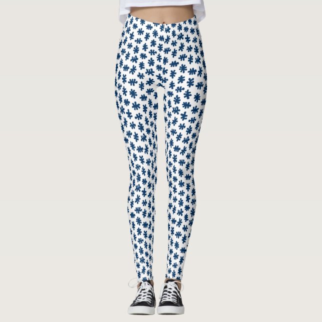 Legging Formas Amorficas 120322 - Azul Indigo em Branco (Frente)
