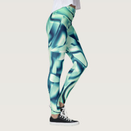 Legging Formas azuis esverdeadas curvas, com tons de menta
