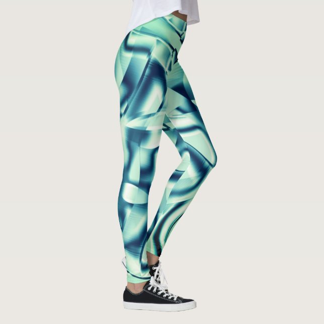 Legging Formas azuis esverdeadas curvas, com tons de menta (Direita)