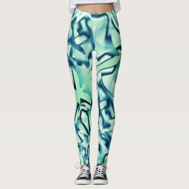 Legging Formas azuis esverdeadas curvas, com tons de menta