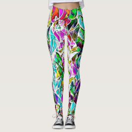 Legging Formas de abstrato muito coloridas flutuando no en