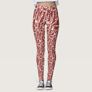 Legging Formas de abstrato vermelho e laranja se misturam