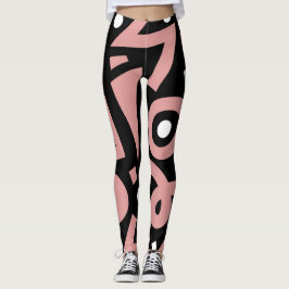 Legging Formas de Boho Cor-de-Rosa e Branco Elegantes