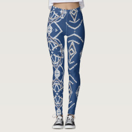 Legging Formas de Neve Azul Brilhante e Branca