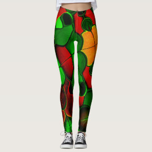 Legging Formas distorcidas e estranhas, cores vermelha e v