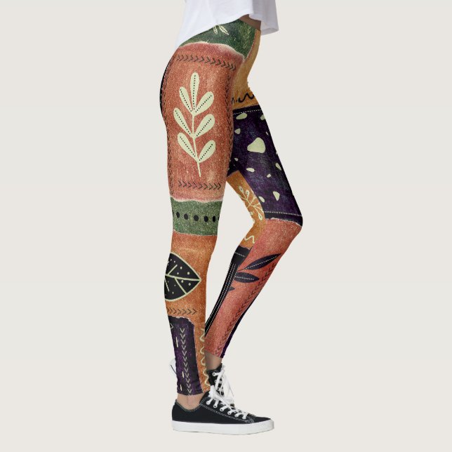 Legging Formas e Folhas de Círculos Geométricos Abstratos  (Direita)