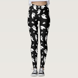 Legging Formas Fantasmas Brancas e Bonitas Padrão Hallowee
