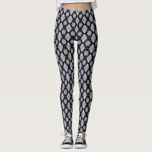 Legging Formas florais pastéis em um fundo preto