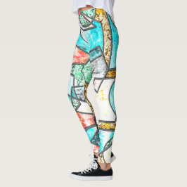 Legging Formas geométricas com texturas esbranquiçadas est