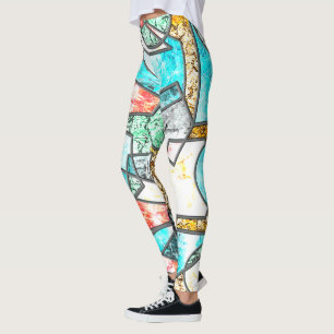 Legging Formas geométricas com texturas esbranquiçadas est